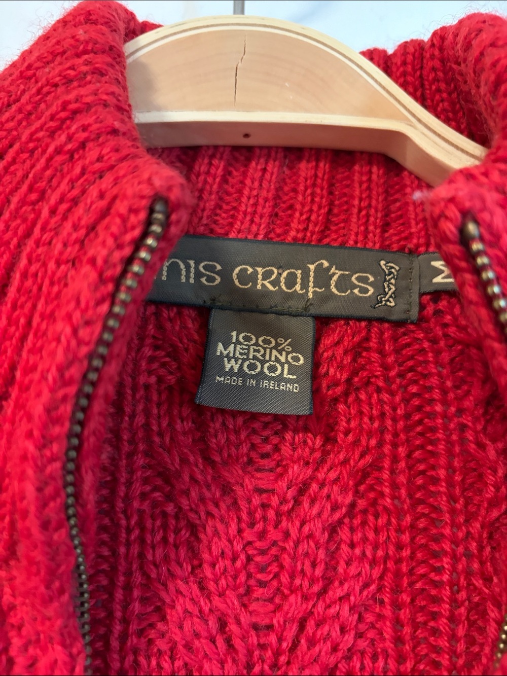 Inis crafts  pure 100% Merino wool made in Ireland zip cardigan sweater